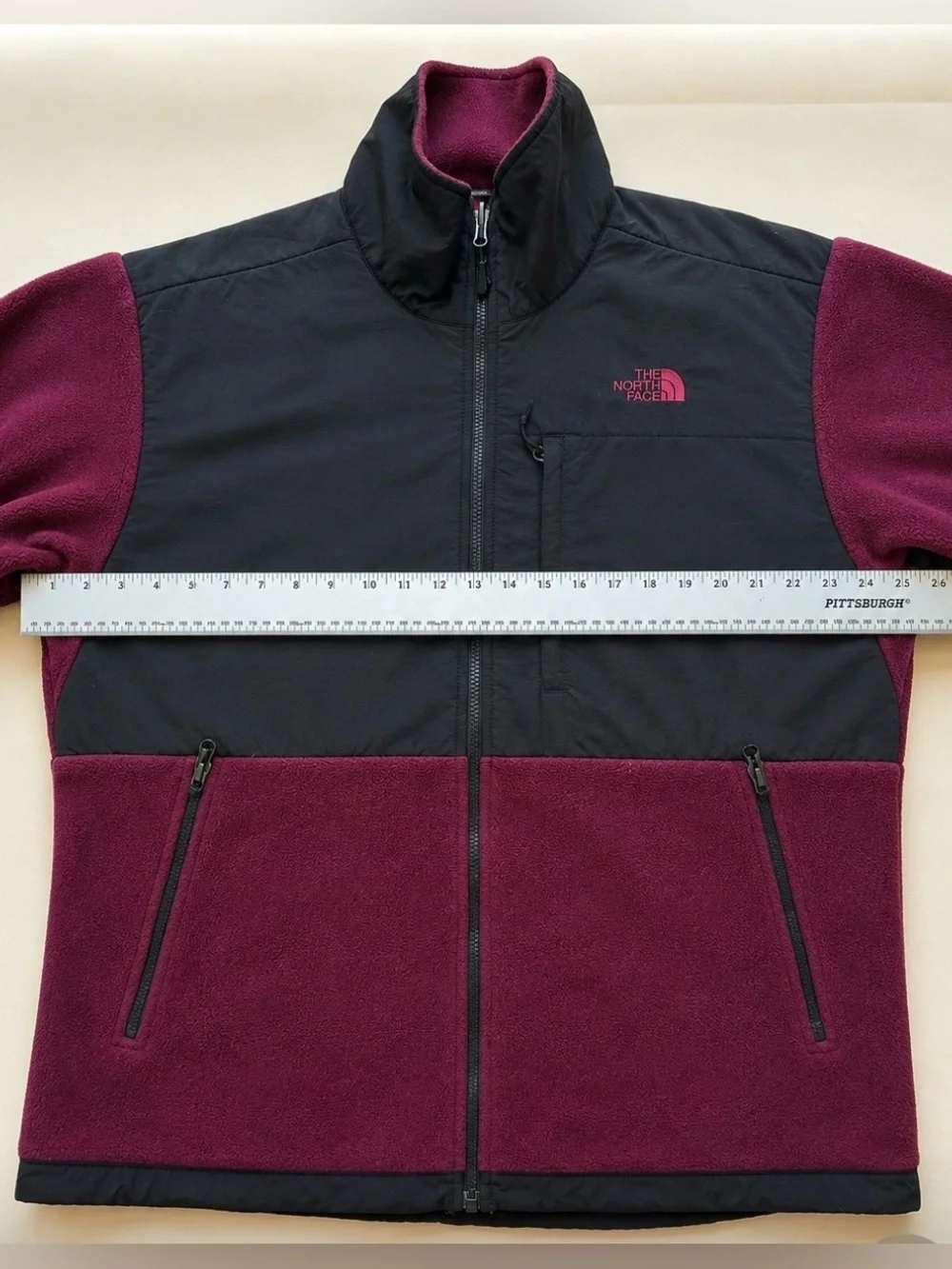 The North Face Men's Burgundy and Black Lightweight Fleece Jacket size XL